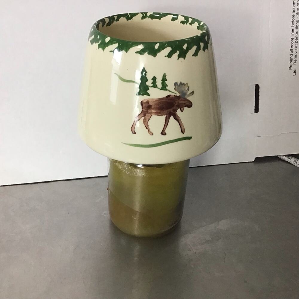 Unbranded Large Candle topper shade with sponge painting and a Moose